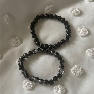 Black Beaded Bracelets Set